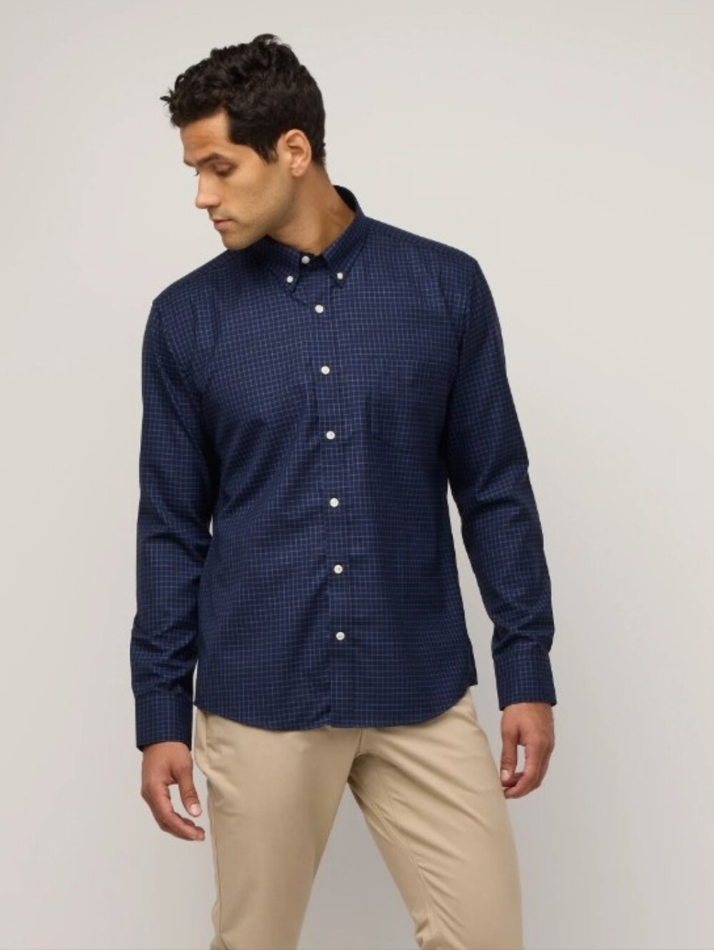 Wool & Prince 130 Button-Down Shirt Blue Tattersall Men's Small 100% Wool